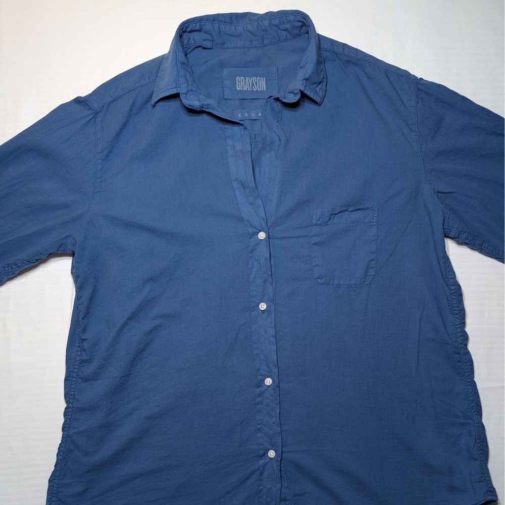 Grayson The‎ Hero Cotton Button Up Shirt Blue Relaxed Minimalist Size 03